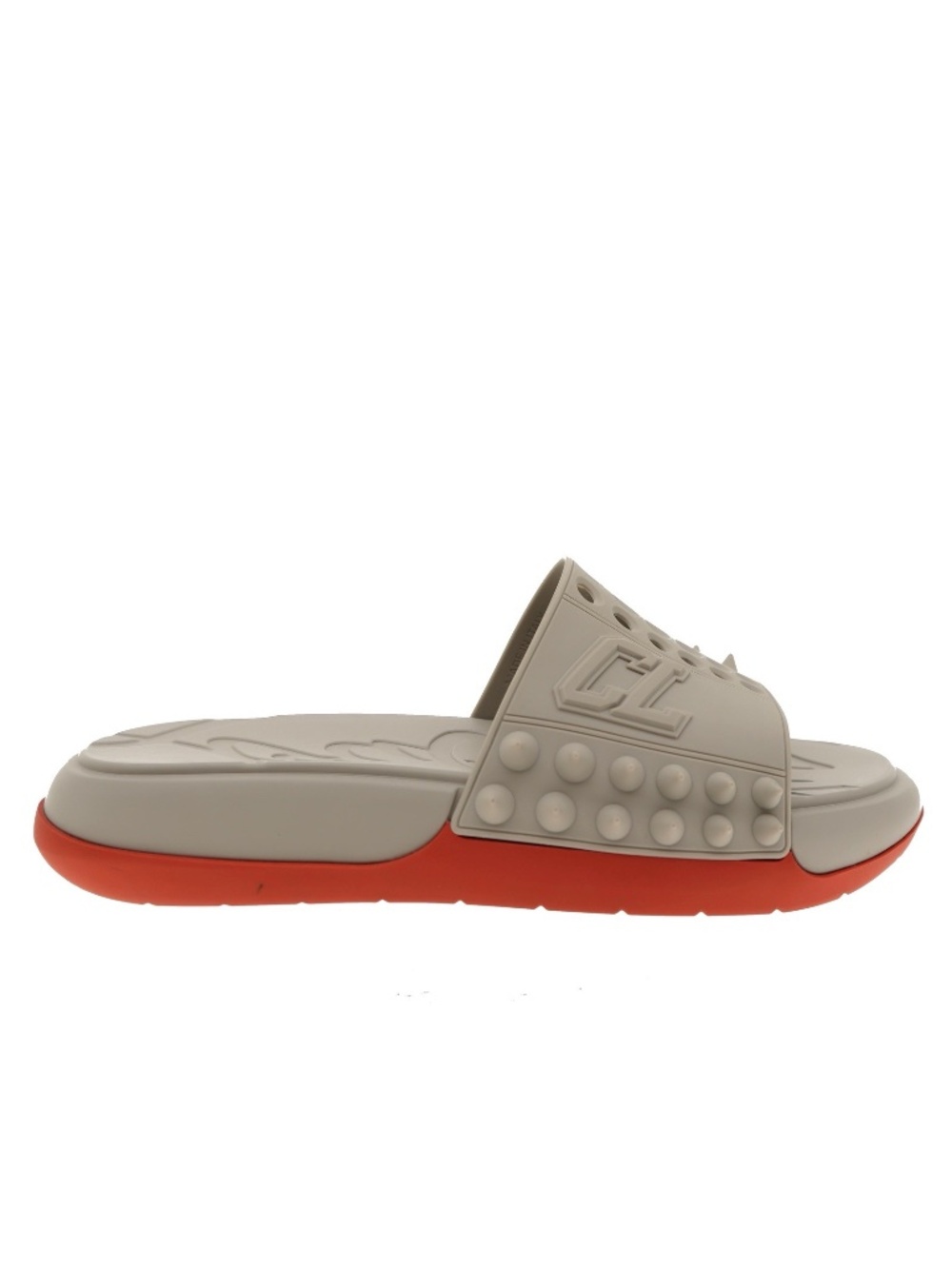 Christian Louboutin Take It Easy Slides Grey Rubber Size 9 US New - Picture 2 of 7